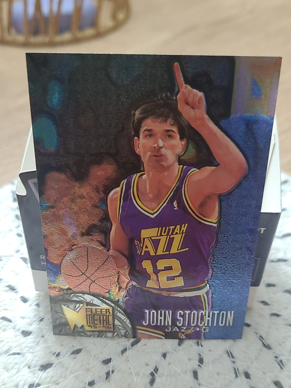John Stockton Utah Jazz Fleer Metal Basketball Card - Purple/Gold